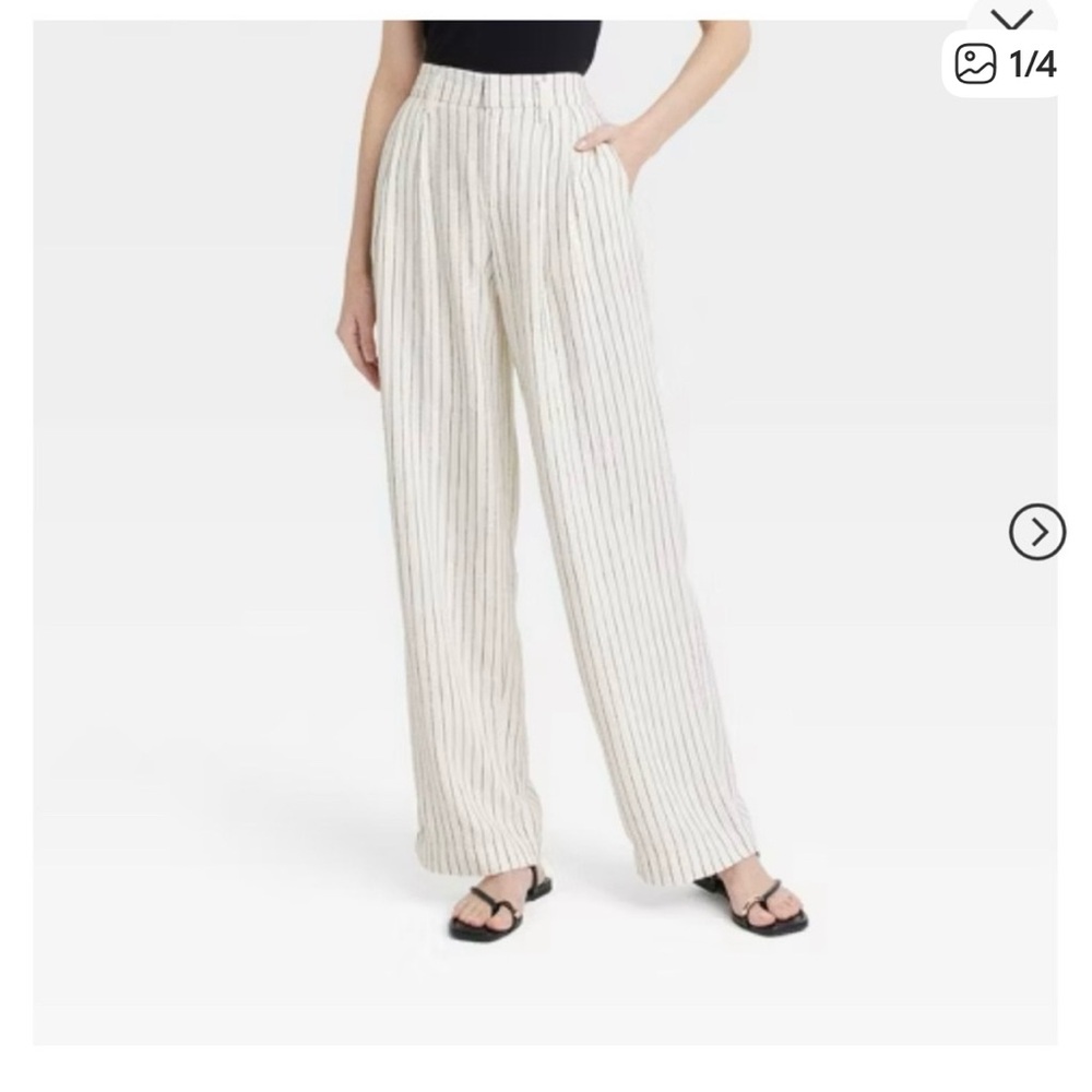 a new day Cream Striped Wide Leg Pants